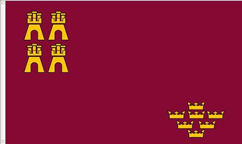 BANDERA DE MURCIA. COMUNIDAD DE MURCIA (ESPAÑA). CALIDAD RASO PREMIUM. TAMAÑO GRANDE 150X90