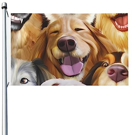 Happy Puppy Flagge, 91 x 152 cm, lustige Outdoor-Banner, Urlaub, Gartenflagge, Willkommensbanner für Zuhause, Garten, Hof, Rasen, Dekoration, Flaggen, Indoor/Outdoor, doppelseitiger Druck