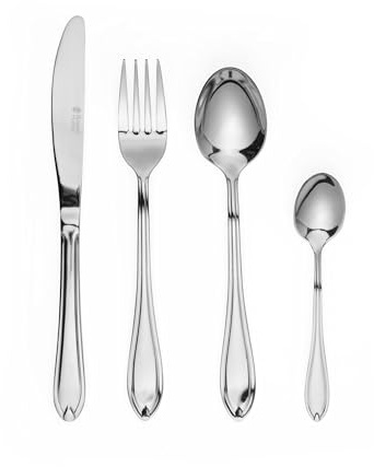 Russell Hobbs COMBO-8819 Marseille 96 Piece Cutlery Dinnerware Set, 18/0 Stainless Steel Tableware for 24 Place Settings, 25 Year Guarantee, Includes Knife/Fork/Dessert Spoon/Teaspoon