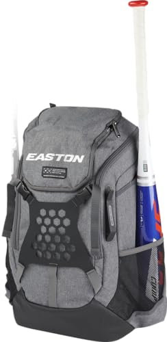 Easton Walk-Off NX Rucksack-Ausrüstungstasche, Baseball/Softball, Team-Logo-Stickerei, Grau meliert