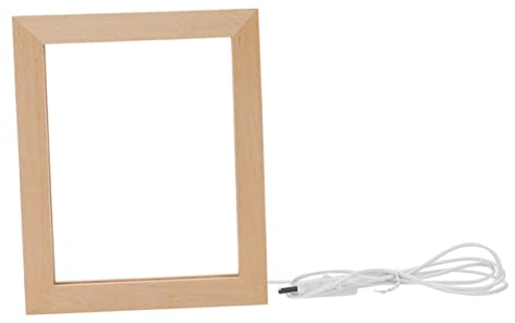 Amosfun Leuchtender Bilderrahmen Holzbildrahmen Schreibtisch- Foto- Rahmen. Led- Posterrahmen Foto- Beleuchtungsrahmen Hintergrundrahmen Backlit 3d Halterung Hölzern Hochzeit