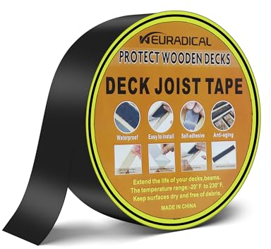 Neuradical 2 x 50' Deck Joist Tape für Decking, Butyl Deck Tape wasserdicht und Anti-Korrosions-Flashing Tape für oben auf Balken, Rim Joists, unter Balken und Balken (1 Rollen)
