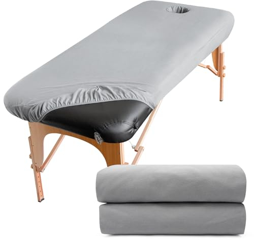 xiaozhifu 2pcs Massageliege Bezug,Spannbezug mit Loch für Massageliege,Bezug für Massageliege Atmungsaktive 70 x 190 x12cm Waschbar Massageliege Bezug(Grau)