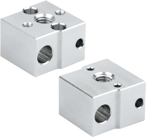 POLISI3D 2-pack Aluminium Block Hotend Heaterblock Kompatibel mit Creality Ender 3 V3 SE, Ender 5 S1, Ender 7 3D Drucker Hotend Ersatz Zubehör