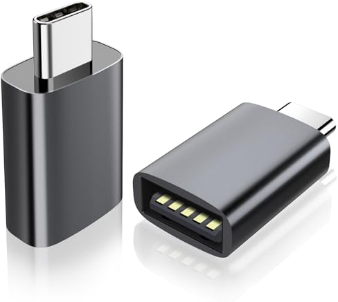 TiMOVO USB C to USB Adapter 2 Pack, 10Gbps USB C Male to USB A 3.2 Female Adapter with OTG Function Fast Charging for iPhone 15/16/Pro/Pro Max/Plus/iPad/iMac/MacBook Pro, Thunderbolt 4/3, Space Gray