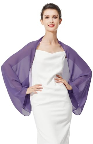 BEAUTELICATE Chiffon Schal Stola Damen Festlich Elegante Schultertuch Bolero Shrug mit Ärmel für Abendkleider Brautkleider Sommer Hochzeit (Lavendel, Einheitsgröße)