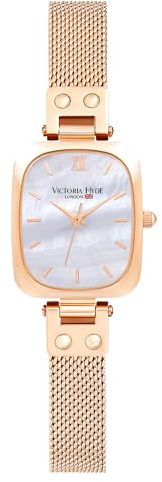 VICTORIA HYDE Dainty Armbanduhr Damen Rechteckige Uhren für Frauen Quarzwerk mit Edelstahl- oder Lederarmband