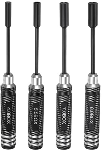 sourcing map 4pcs RC Hex Nut Socket Screw Driver 4.0mm 5.5mm 7.0mm 8.0mm RC Hexagon Wrench Screwdrivers Repair Tools Kit for RC Models Car Helicopter Boat