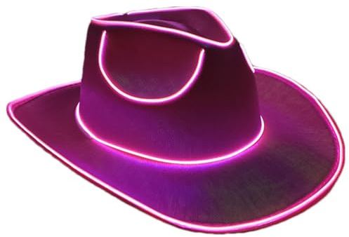 Huayeex Leuchtender LED Cowboyhut - Kabelloser Disco Hut, Glitzernd Und Neon, Leuchtet Im Dunkeln Für Nachtclub Party Zubehör