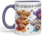 Vixar Tazza in ceramica colorata con animali della fattoria scozzese, per tè, caffè, hot brew, 330 ml, idea regalo (viola)