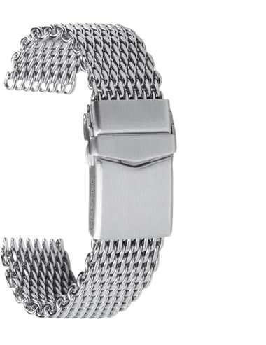 HBGRVCKS Uhrenarmband aus Edelstahlgewebe, 20 mm, 22 mm, massives Edelstahl-Haifischgewebe-Armband, verstellbare Metallschnalle, Universalarmband(20MM_XXL)
