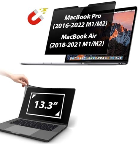 AJPARTS UK Magnetic Privacy Screen Filter for mac book Pro 13.3, Easy On/Off Anti-Blue Light, Anti-Glare Privacy Screen Protector, Compatiable for mac Laptop 13 inch (2012-2015) Aspect 16:10