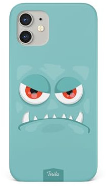 Tirita Hard Phone Case Compatible with iPhone 13 Mini, Spooky Halloween - Grumpy Monster