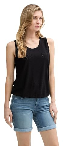 Tom Tailor Damen Ajour Top im Material-Mix