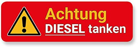 tradercat 5 St. Aufkleber Achtung Diesel tanken für Tankdeckel, PKW, LKW, Mietwagen UV-Schutz