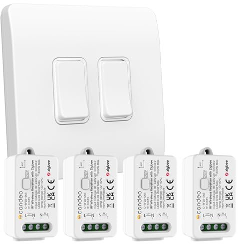 Interruptor inteligente compatible con red cinética (2 canales, 2 bandas) y módulos de interruptor inteligente con kit zigbee (4)
