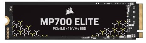 Corsair MP700 ELITE 1TB PCIe 5.0 x4 NVMe M.2 SSD – Up to 10,000MB/sec – High-Density 3D TLC NAND – M.2 2280 - DirectStorage Compatible – Black