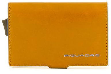 PIQUADRO – Portacarte Blue Square – in Metallo e Pelle – Protezione RFID, 1 fessura per carte e 2 comparti interni – Colore Giallo – Uomo