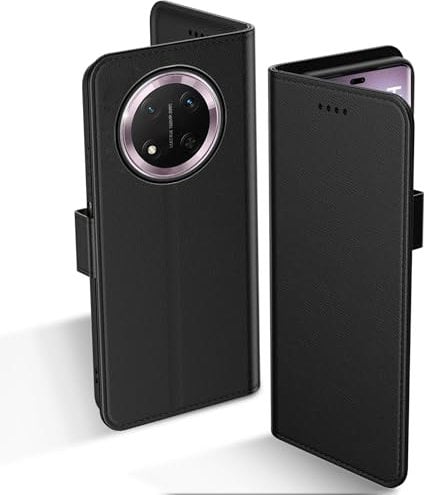 Aiziki Case For Honor Magic 7 Lite Wallet Premium Leather Flip Case with Card Slots Magnetic Closure Kickstand Shockproof Protective Compatible with Honor Magic7 Lite Phone Case-Black