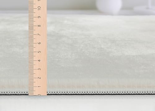 Mia´s Teppiche Luna kuschelig Warmer Fellteppich, weich und elegant, waschbar und Fußbodenheizung geeignet, Öko-Tex Zertifiziert, Creme, 120 cm Rund