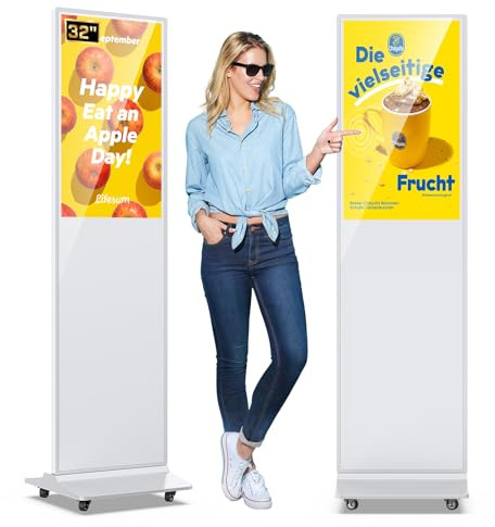 QIXZOCV - Pantalla táctil de 32 pulgadas, pantalla LCD del quiosco de la señalización digital interior, piso de pie, exhibición publicitaria, tótem, monitor interactivo, sistema