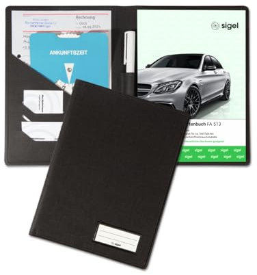 SIGEL EF515 Schutz-Einband für Formulare A5 (z. B. Fahrtenbuch, Rechnung, Lieferschein), mit praktischen Einstecktaschen für Belege und integriertem Stifthalter, anthrazit