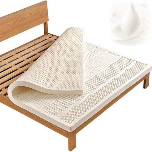 Latex-Matratze, 200 x 200 cm, antibakteriell, atmungsaktiv und allergiefrei, leicht zu entfernen und zu waschen, 5 cm dick