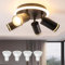 URing Deckenstrahler 4 Flammig Rund - LED Deckenleuchte Schwenkbar - mit Unteres Glühen 8W+4x5W GU10 - Modern Deckenlampe Strahler Schwarz - 3000K Warmweiß Strahler Deckenspot für Wohnzimmer, Küche