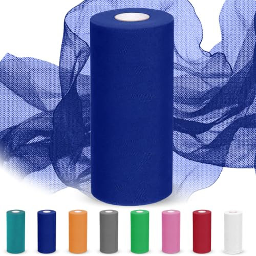 Tüllstoff, Tüll Stoff Rolle 30cm x 92M, Organza Stoff als Dekostoff, Tüllband Tüll Dekostoff für Tutu Röcke, Geschenkverpackungen, Hochzeit, Dekoration, DIY (Dunkelblau)