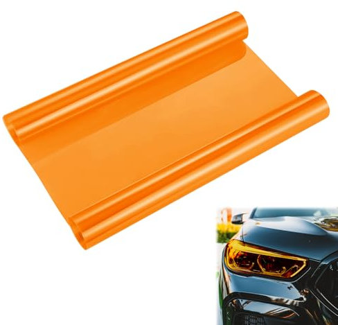 Huybaa 1 Rolle Scheinwerferfolie, Auto Tönungsfolie para Faros(Orange),Schutz,selbstklebend,transparent,zuschneidbar,getöntes Vinyl,Nebelscheinwerfer,30cm X 120cm
