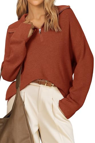 Arach&Cloz Pullover Damen Wolle Blend Oversized Herbst Winter Pulli Rundhalsausschnitt Strickpullover Langarm Oberteile Strick Tops
