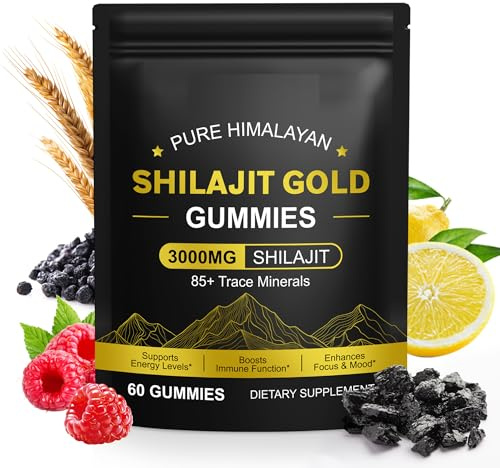 Shilajit Gummies 3000mg with Ashwagandha & Gokshura – 60 Vegan Gummies