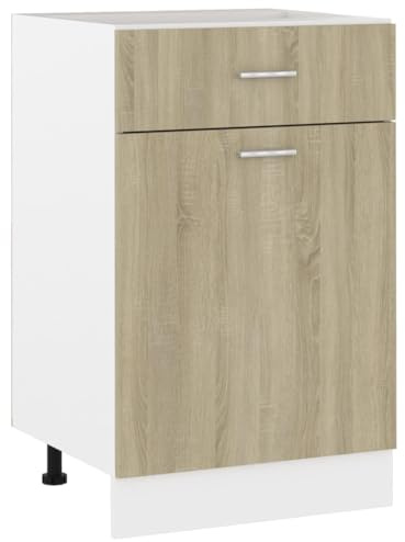 Homvdxl Schubladenunterschrank 50x46x81,5 cm – Holzwerkstoff – moderner Küchenunterschrank mit verstellbaren Füßen – Braun
