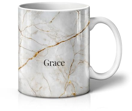 iCaseDesigner Personalised Marble Mug – Custom Name Luxury Agate & Geode Design Cup, Elegant Stone Effect Coffee Mug Gift - 20. Pure Grace Marble