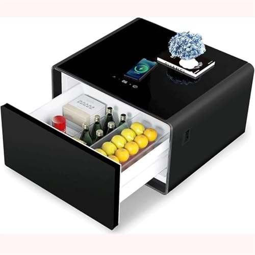 YXZQLOZ Smart Nightstand with Mini Fridge, Wireless Charging Station, USB Ports, Adjustable Induction Light - Modern End Table for Bedroom, Living Room & Office Use (b)