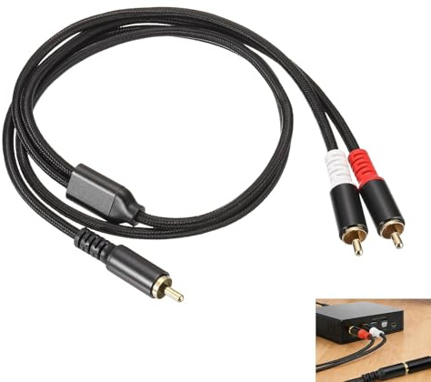 Cfanibo RCA Y Splitter Cable, Subwoofer Y Cable, 1 RCA Male to 2 RCA Male Audio Subwoofer Cables for Home Theater, HDTV, Speakers, Hi-Fi Systems, Amplifiers, with Gold-Plated Connectors (6.5FT/2M)