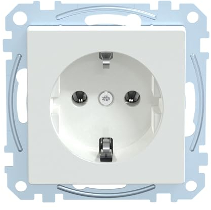 Schneider Electric Merten Schuko-Steckdose, 1-fach, Schraub-Liftklemmen, System M, aktivweiss glänzend, Artikelnummer MEG2401-0325