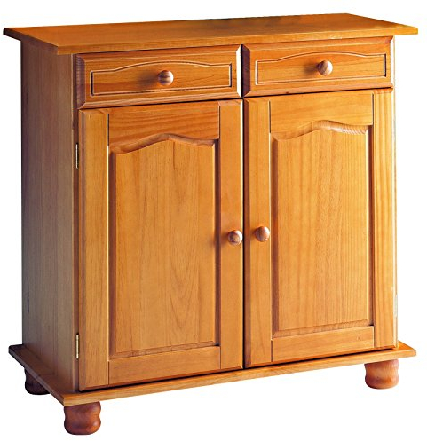 Moblit Aparador de Dos Puertas y Dos Cajones Realizado en Madera de Pino Maciza Color Miel Serie Canet Medidas (86 x88x42) cm (Alto-Ancho-Fondo) Robusto y Duradero Salon y Cocina