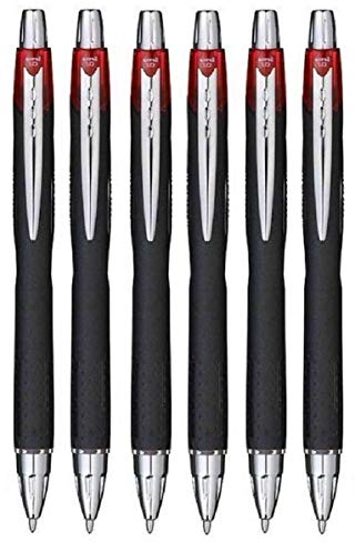 Uni Ball Red Jetstream Tintenroller, einziehbar, breite Spitze, 1 mm Spitze und 0,45 mm Strichbreite, wasserdicht, lichtbeständig, schnell trocknende Pigmenttinte für schnelles Schreiben, SXN-210, 6