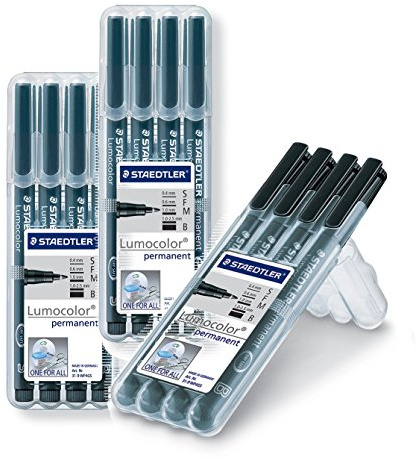 Staedtler 31-9WP4GS Lumocolor permanent SFMB Folienstift 4 Stück schwarz in aufstellbarer Staedtler-Box (3)