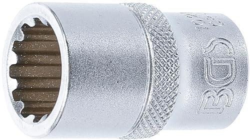 BGS 10215 | Steckschlüssel-Einsatz Gear Lock | 12,5 mm (1/2) | SW 15 mm | Antrieb Innenvierkant 12,5 mm (1/2) | Chrom-Vanadium-Stahl | verchromt, matt | mit Rändelung