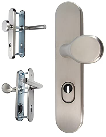Edelstahl Wohnungstür Schutzbeschlag 1587 L-Form WE-72mm ES1 mit ZA Türdrücker