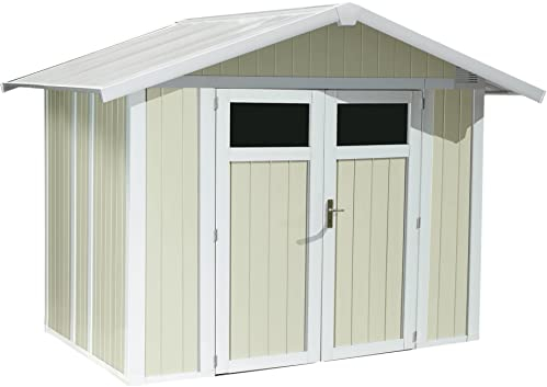 Kunststoff-Gartenhaus Deco H4,9 grau/grün/weiß, 242x202 cm