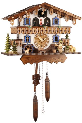 Eble Kuckucksuhr Kuckuckuhr Echtholz NEU batteriebetriebenes Quartzwerk Musik Kuckuckruf Bayernhaus 29cm- 20562
