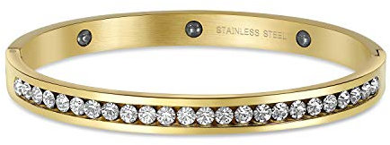 Bling Jewelry Kanal-Set Weißer Zirkonia CZ Stapelbarer Armreif für Frauen Abschlussball Hochzeiten Vergoldeter Edelstahl