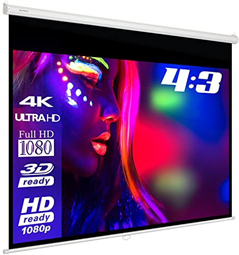ESMART Economía EXR Pantalla Manual 175 cm Imagen 160 x 120 cm (79) | Formato 4:3 | Pantalla de proyección de proyector de Cine en casa Pantalla de Enrollable LCD LED