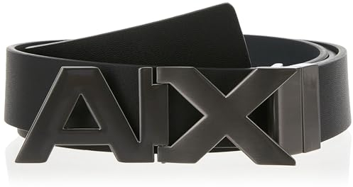Armani Exchange Herren Hinge Belt Gürtel, Schwarz, 34