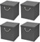 StickandShine 4er Set Dunkelgrau Faltbox 30 x 30 x 30 cm Aufbewahrungsbox faltbar mit Kordel und mit Deckel