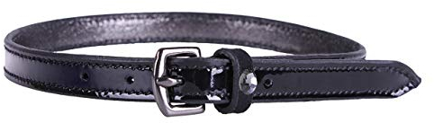 ARBO-INOX® - Sporenriemen aus Leder - mit Strass - schwarz oder cognac - Schlaufe aus Alcantara (Lackleder schwarz)