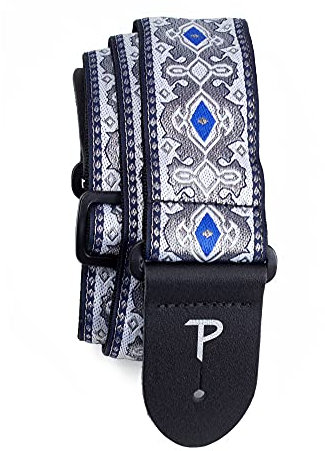 Perri's Leathers Ltd. - Gitarrengurt - Nylon - Jacquard - Silber Royal - Einstellbar - Für Akustik-/Bass-/Elektrogitarren - Hergestellt in Kanada (TWS-7277)